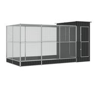 vidaXL Aviary with Extension Silver 416 x 203 x 216 cm Steel