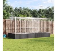 vidaXL Silver Aviary with Extension - Galvanized Steel Bird Cage/Parrot Enclosure - 418x207x212 cm