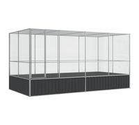 vidaXL Aviary with Extension Silver 418x207x212 cm Steel