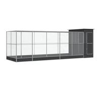 vidaXL Aviary with Extension, Outdoor Bird Cage with Lockable Door, Walk In Chicken Run Coop for Pigeon Parrot Parakeet, Bird Aviary, Silver Steel