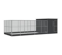 vidaXL Walk-In Aviary Bird Cage/Chicken Run Coop - Galvanised Steel, Silver, 704x303x216 cm, Lockable Door, for Birds, Small Animals, Rabbits, Ducks, Chickens, Geese