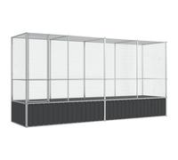 vidaXL Aviary/Parrot Cage with Extension - Galvanised Steel, Lockable Door, Steel Mesh Grid, 418.5 x 107 x 212 cm, Silver and Anthracite