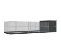 ** vidaXL Aviary with Extension - Walk-In Bird Cage/Chicken Run Coop - Silver Galvanised Steel - 911x303x216cm