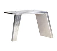 vidaXL Aviator Desk Silver Metal Jet Wing Inspired Computer Writing Table
