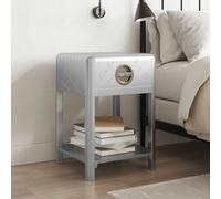 vidaXL Vintage Style Aviator End Table - Solid Wood and Polished Aluminium Panels, Storage Drawer and Shelf, Compact Furniture for Living Room, Lounge Office