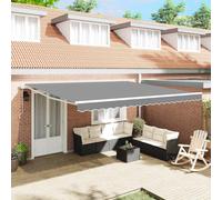 Retractable Awning Frame White 4.5x3.5m Aluminium Manual Outdoor Shade Terrace
