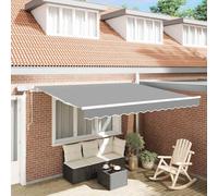 Retractable Awning Frame 3 x 2.5 m White Aluminium Modern Outdoor Shade with LED