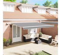 Awning Frame with LED Strip Lights White 500 x 300 cm Aluminium