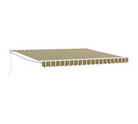 vidaXL Awning Green and White 400 x 350 x 165 cm Polyester and Metal, Garden and