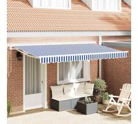 vidaXL Awning Replacement Fabric Blue and White 380 x 195 cm Polyester