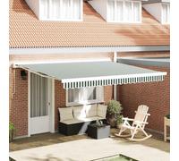 vidaXL Awning Replacement Fabric Green and White 4 x 3 m Polyester