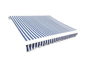vidaXL Awning Top Sunshade Canvas Blue and White 4 x 3 m Retractable Awning