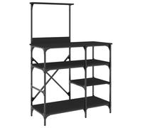 vidaXL Baker's Rack Storage Shelf Kitchen Rack Black Engineered Wood and Metal