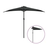 vidaXL Balcony Parasol with Aluminium Pole Umbrella Black 300x155x223 cm Half