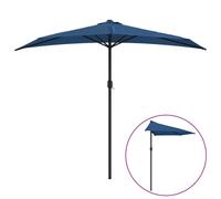 vidaXL Balcony Parasol with Aluminium Pole Umbrella Blue 270x144x222 cm Half