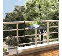 vidaXL Balcony Table Black Steel Folding Hanging Side Storage Rack Outdoor