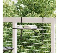 vidaXL Balcony Table Black Steel Folding Hanging Side Storage Rack Outdoor