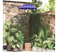 vidaXL Balinese Parasol Blue 125 x 125 x 260 cm Cotton and Wood