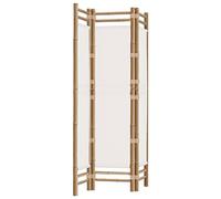 vidaXL Bamboo and Canvas Privacy Screen - Folding 3-Panel Room Divider for Living Room/Bedroom/Garden, Cream, 120x180 cm