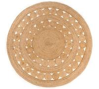 vidaXL Handmade Beige Jute Area Rug - 210 cm Round Braided Design - Versatile and Low Maintenance - Perfect for Living Room, Bedroom or Foyer