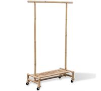 vidaXL Bamboo Clothes Rack - Portable Hanging Storage Solution, Durable and Weather- with 4 Castors for Easy Movement, Authentic Tropical Appeal, Dimensions: 100x40x150cm