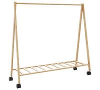 vidaXL Bamboo Clothes Rack/Wardrobe Organizer - 106x34x106.5cm - Brown Modern Foldable Garment Rail with Shelf & Wheels for Bedroom/Hallway Storage