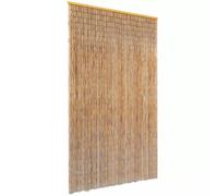vidaXL Bamboo Insect Door Curtain 120x220 cm - Bug Fly Screen Mesh with Wooden Bar, 120 Bamboo Stems, Brown (43724)
