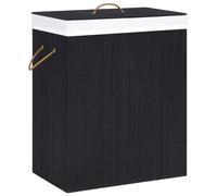 vidaXL Bamboo Laundry Basket Black 83L Home Washing Clothes Hamper Storage Bin
