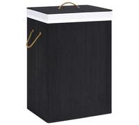 vidaXL Bamboo Laundry Basket Black Washing Clothes Hamper Storage Organiser