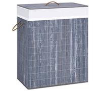 vidaXL Bamboo Laundry Basket Grey 100L Home Washing Clothes Hamper Storage Bin