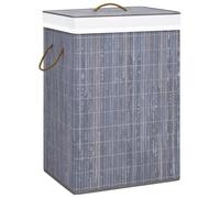 vidaXL Bamboo Laundry Basket Grey Washing Clothes Hamper Storage Organiser