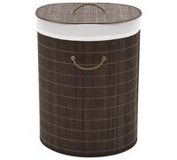 vidaXL Bamboo Laundry Bin Oval Dark Brown