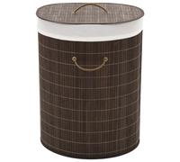 vidaXL Bamboo Laundry Bin Oval Dark Brown Clothes Storage Basket Hamper Unit