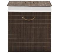 VidaXL Bamboo Laundry Bin Rectangular Dark Brown, Brown