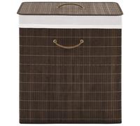 vidaXL Bamboo Laundry Bin Rectangular Dark Brown Clothes Storage Cabinet Unit
