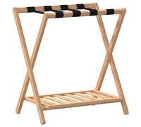 vidaXL Bamboo Luggage Rack for Storing Suitcases and Shoes, Two-Shelf Configuration, Natural Waterbase Finish, Foldable Design for Space-Saving