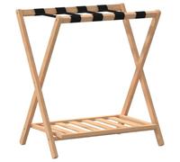 vidaXL Bamboo Luggage Rack for Storing Suitcases and Shoes, Two-Shelf Configuration, Natural Waterbase Finish, Foldable Design for Space-Saving