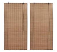 vidaXL Bamboo Roller Blinds 2 pcs, Blackout Blind for Privacy, Room Roller Black
