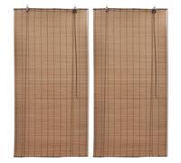 vidaXL Bamboo Roller Blinds 2 pcs, Blackout Blind for Privacy, Room Roller Black
