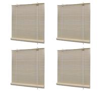 vidaXL Bamboo Roller Blinds Kitchen Blackout Curtain 4 pcs 120x160 cm Natural