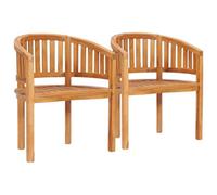 vidaXL 2x Solid Teak Wood Banana Chairs Outdoor Balcony Seating Furniture
