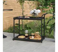 vidaXL Bar Cart Black 100x45x83 cm Poly Rattan UK