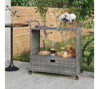 vidaXL Bar Cart with Drawer Grey 100x45x97 cm Poly Rattan