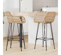 vidaXL Bar Chair 2 pcs 55 x 52 x 105 cm Rattan and Iron