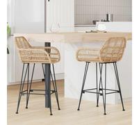 vidaXL Bar Chair 2 pcs 55 x 52 x 92 cm Rattan and Iron