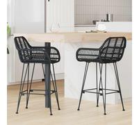 vidaXL Bar Chair 2 pcs 55 x 52 x 92 cm Rattan and Iron