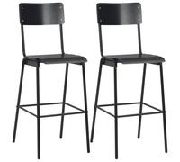 vidaXL 2x Bar Chairs Black Solid Plywood Steel Stackable Kitchen Dining Seat
