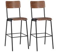 vidaXL Bar Chairs 2 pcs Brown Solid Plywood Steel