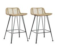 vidaXL 2x Bar Chairs Rattan Natural Armchairs Bedroom Seats Home Lounge Couch