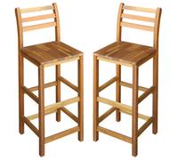 vidaXL 2x Solid Acacia Wood Bar Chairs 42x36x110cm Kitchen Dining Room Seat